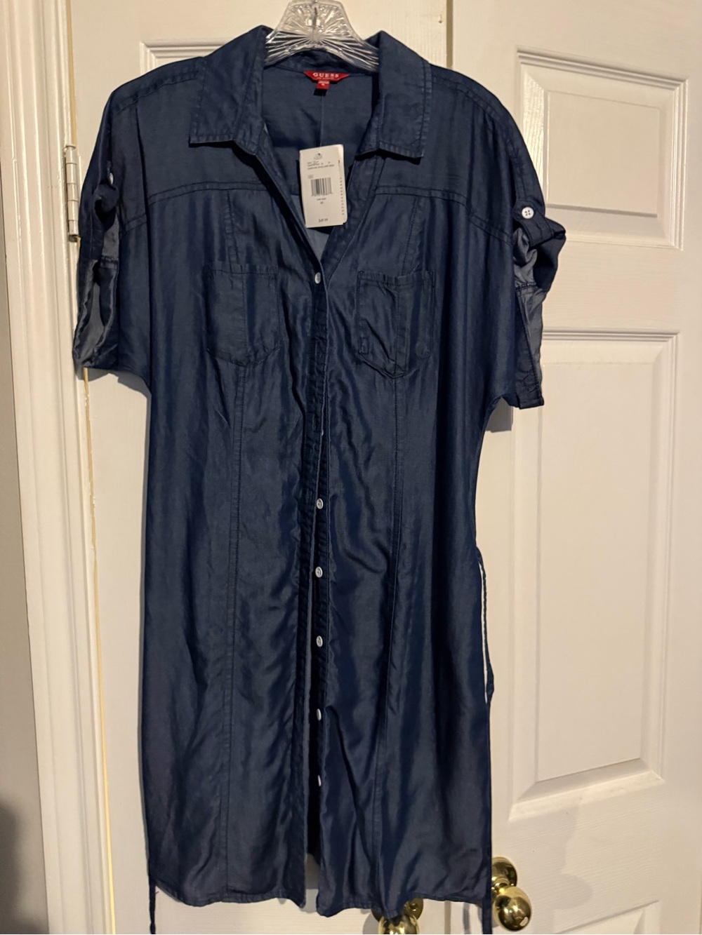 Guess Navy Blue Casual Button-Up Shirt Dress